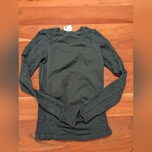 Dark Green Lace Long Sleeve Top